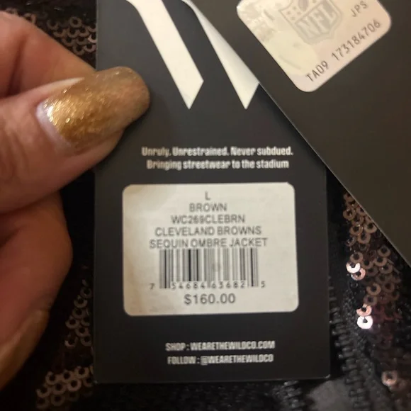 NWT Women's The Wild Collective Cleveland Browns Sequin Ombre Jacket - Large - Picture 11 of 11